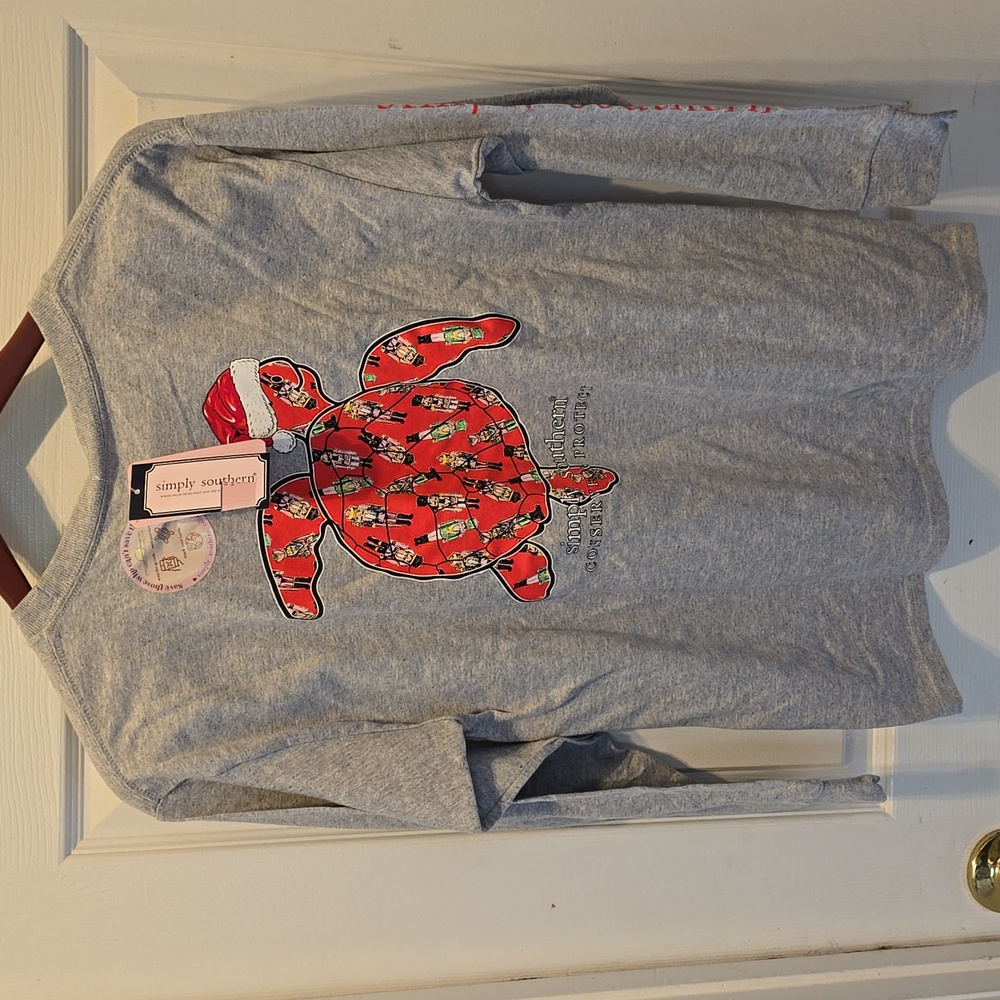Simply Southern Gray Long Sleeve Kid's Tee- Size Youth Large